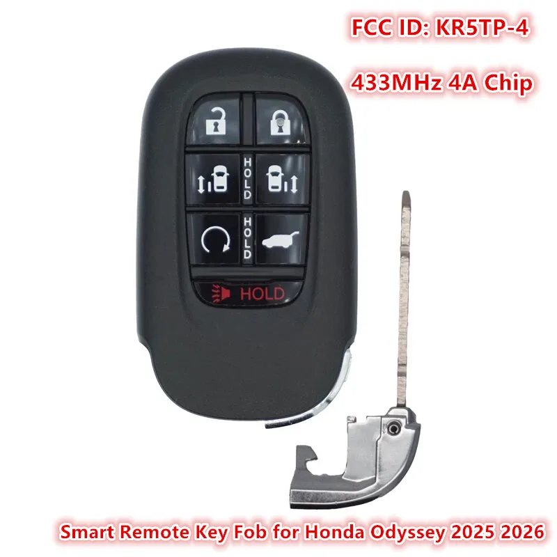 

7 Buttons KR5TP-4 New Smart Remote Car Key Fob for Honda Odyssey 2025 2026 7812D-TP-4 4A Chip 433MHz