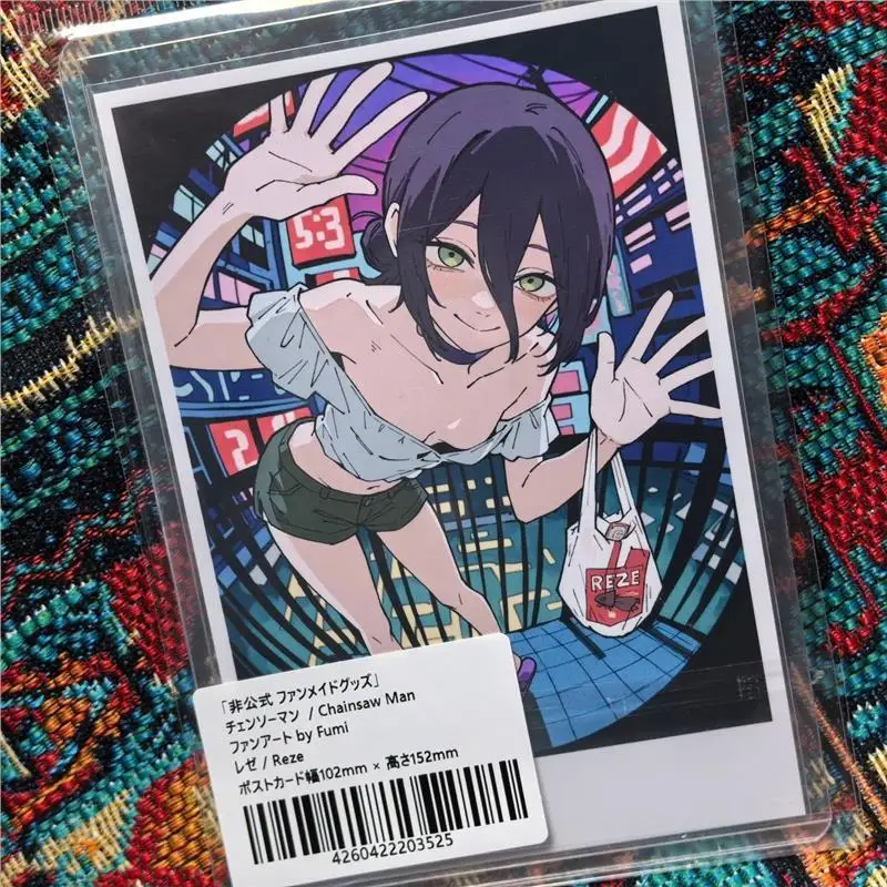 Anime Chainsaw Man Reze Arc Merch Charakter-Sammlerstücke Desktop-Deko Ornament Sammelkarten Otaku Anime-Fans Überraschungsgeschenk