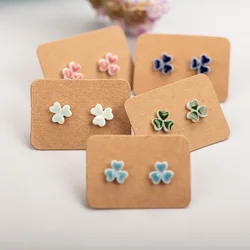 Forest Element Multicolor Small Clover Ceramic Earrings Exquisite Porcelain Accessories Wholesale #LY218