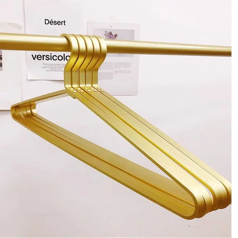 5Pcs Gold Aluminum Alloy Clothes Hangers, Non-Slip Slim Space Saving Coat Hangers, Heavy Duty Durable Garment Hangers for Closet