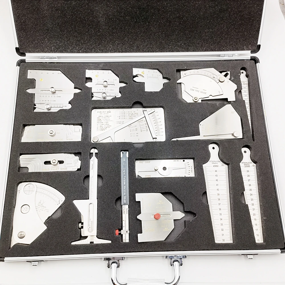 Professional 16-Piece Welding Gauge Kit for Accurate Weld Seam Measurement Angle Calibration and Height Inspection Welding Gauge