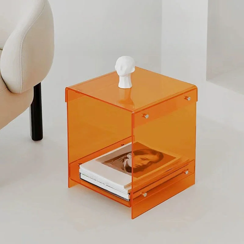 Acrylic transparent edge few Internet celebrities simple bedroom bedside table Nordic coffee table sofa few ins light luxury she image 5