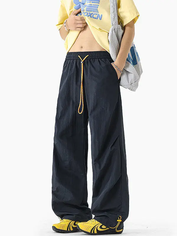 

American Retro Folded Thin Paratrooper Sports Pants Men's Spring Trend Loose Match All Wide Leg Casual Long Trousers