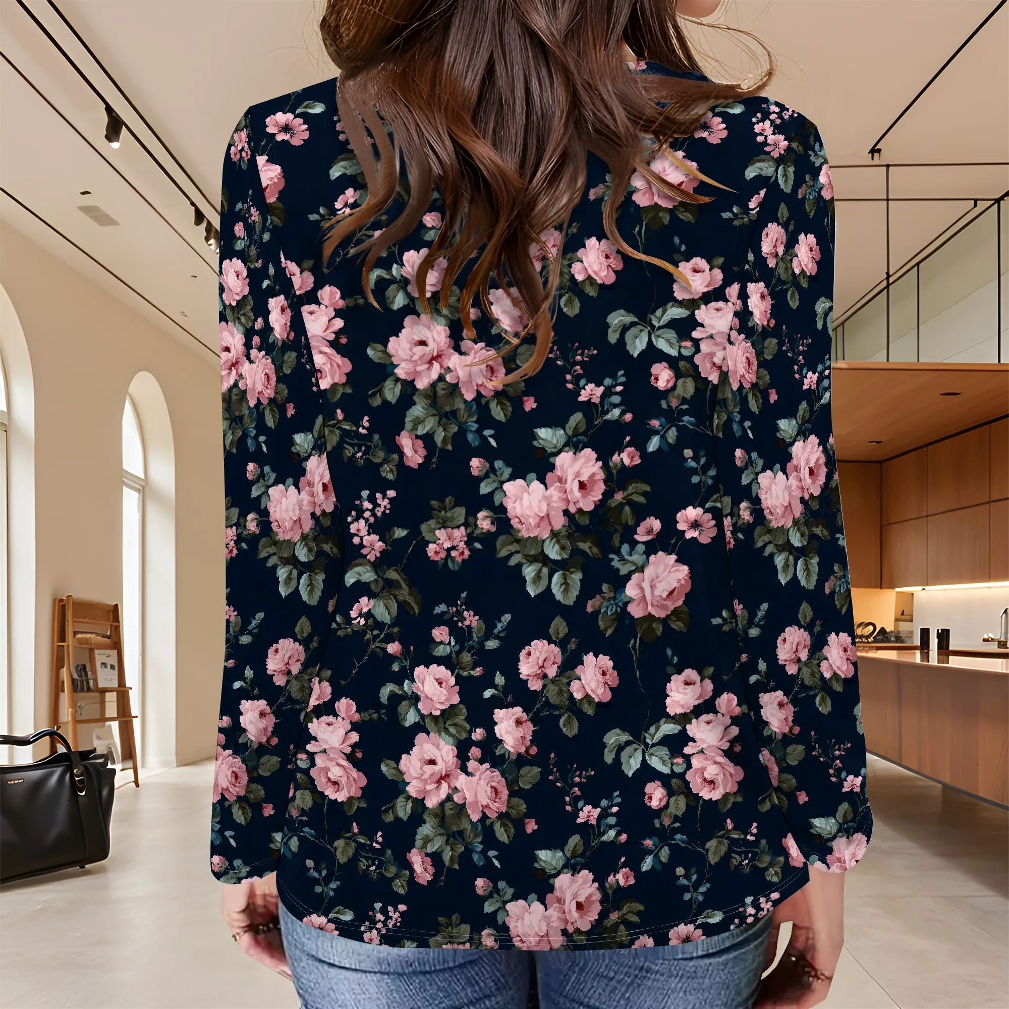 قمصان طويلة الأكمام للنساء 2025 موضة خريف متأنق بلوزات غير رسمية مطوي Crewneck تونك القمم ل طماق لطيف المحملة