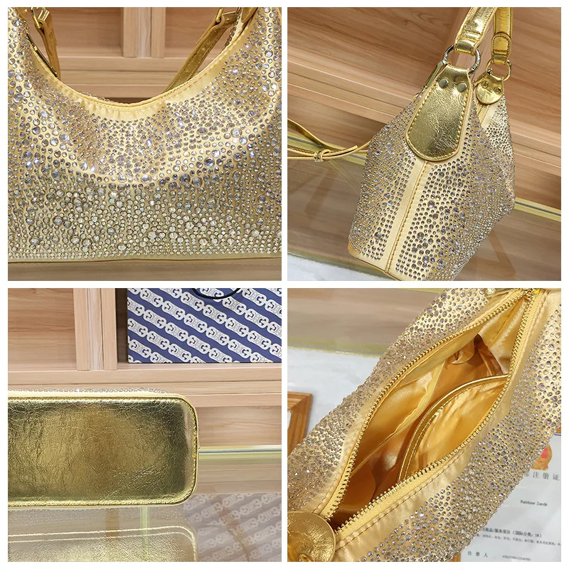 2024 Luxury and Glitter Rhinestones Handheld Evening Party Clutch Purse Bag Women\'s Shiny Diamond Shoulder Bag for Wedding