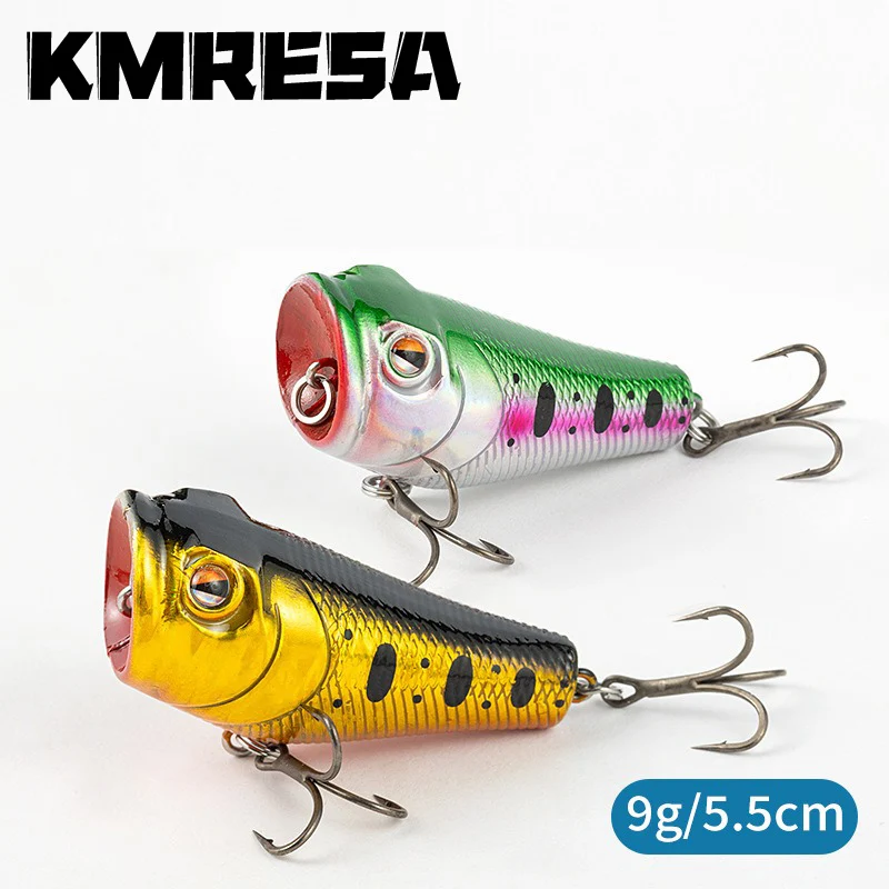 

1pc Popper Fishing Lure 5.5cm/9g Hard Bait Artificial Topwater Bass Trout Pike Wobbler Fishing Tackle with 2 Treble Hooks