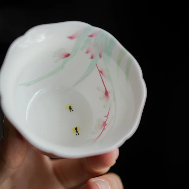 

Miyan Jingdezhen Glazed Colored Orchid Master Cup Handmade Ceramic Mouth Tea Cup Japanese Tea Tasting Cup Kung Fu