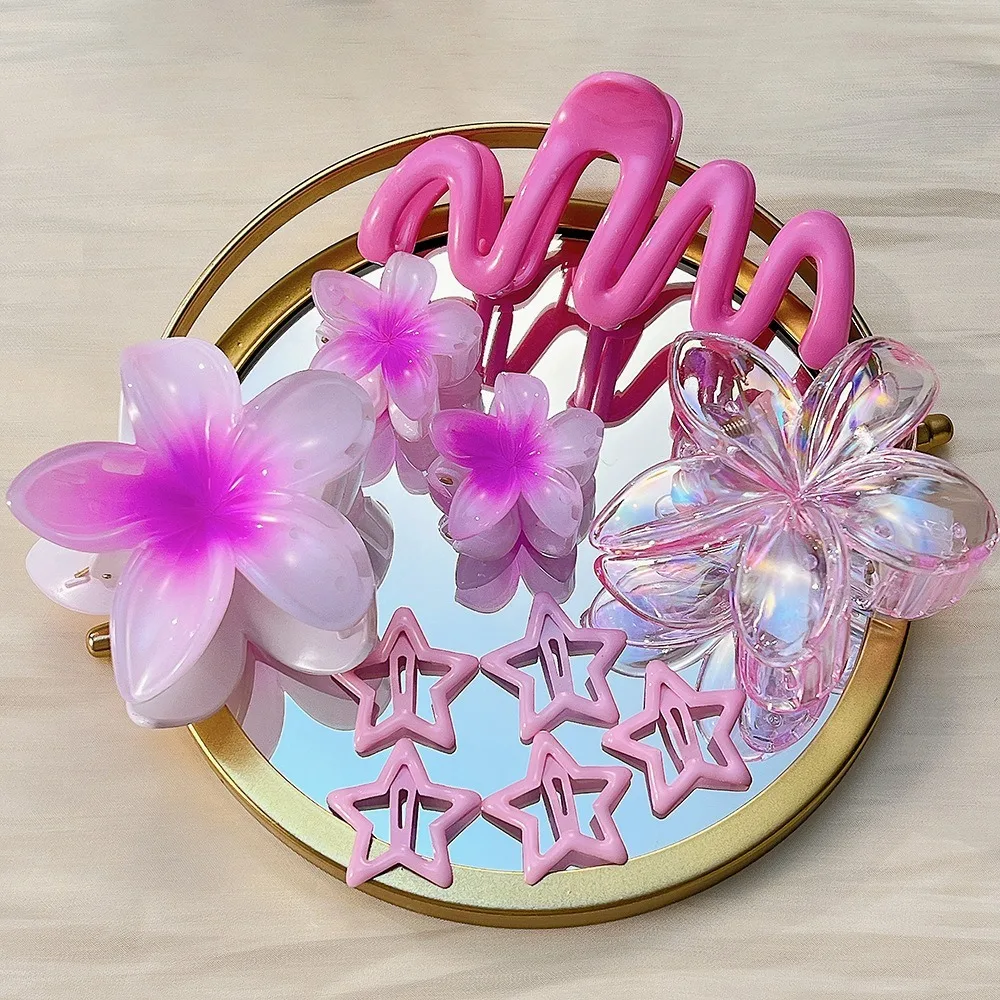 10 قطعة المتخصصة فريدة من نوعها البوهيمي عطلة نمط البيض زهرة مشبك شعر مجموعة للفتيات الدوبامين الراقية القرش كليب إكسسوارات الشعر #4