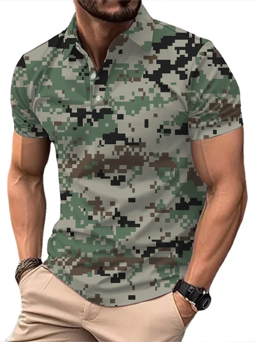 

Men's Camo Pattern Sports Polos T-Shirts Summer Short Sleeve 3D Printed Outdoor Sporty POLO Tee 6XL Plus Size Casual Tops