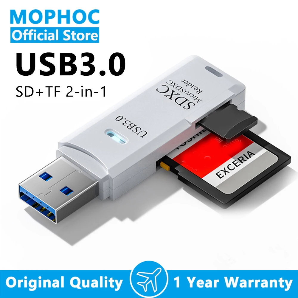 MOPHOC 2 in 1 USB 3.0 Card Reader USB to SD TF Memory Card Adapter For PC Laptop Accessories Multi Smart Cardreader Card Reader