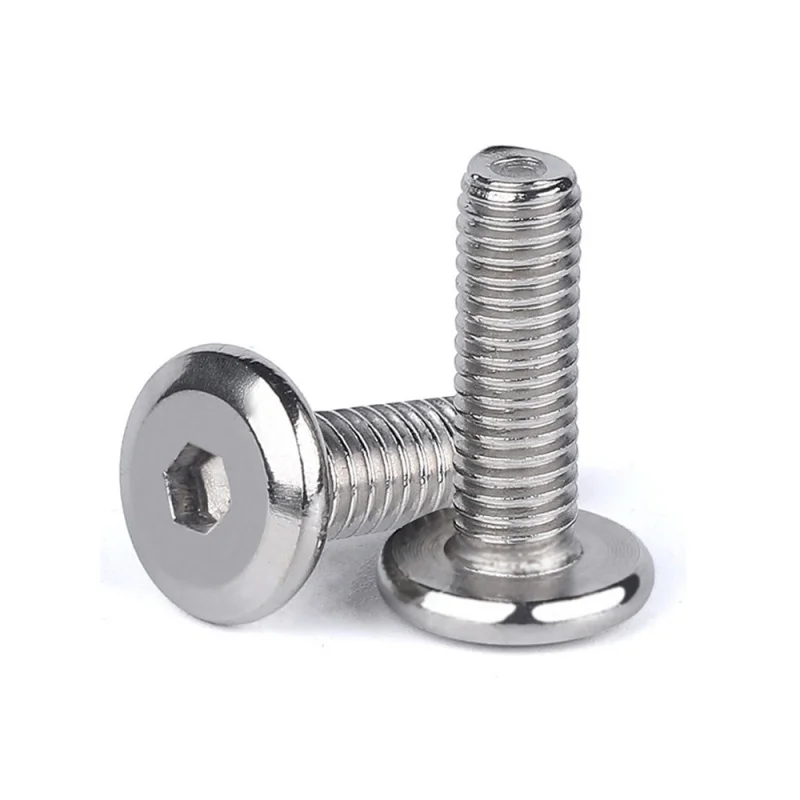 100pcs/lot 304 Stainless Steel Large Flat Hex Hexagon Socket Head Allen Screw Furniture Screw Connector Joint Bolt M3 M4 M5 M6