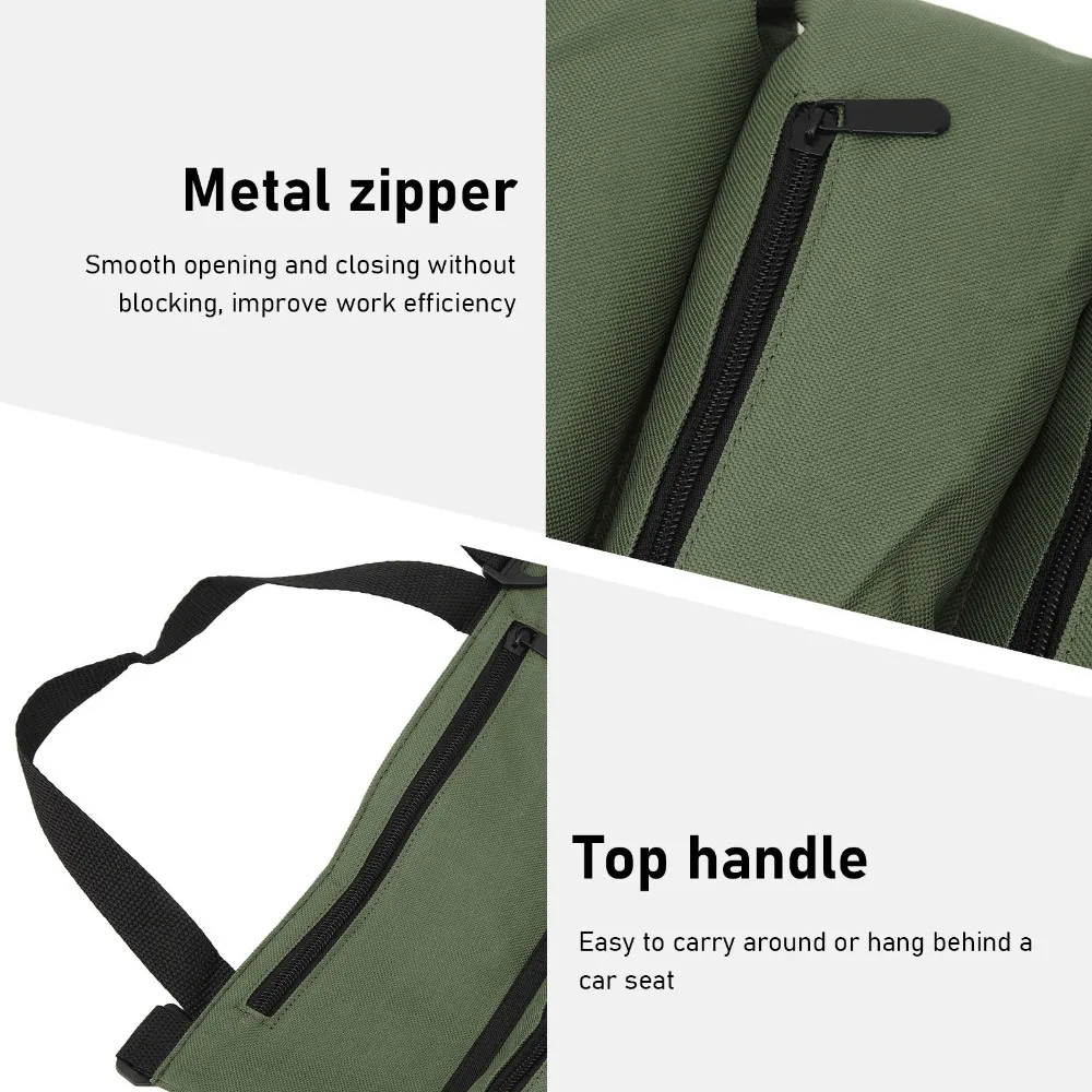 

Canvas Tool Storage Bag Heavy Duty Multifunctional Wrench Tool Roll Large Capacity Smooth Metal Zipper Hanging Tool Carrier