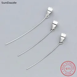 Genuine Real Pure Solid 925 Sterling Pendant Base Caps With Long Needle Suspension Bead Cap Connector Jewelry Making Findings