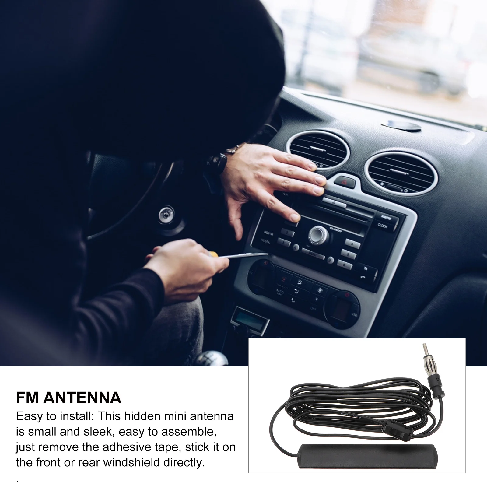

Car Fm Antenna Patch Mini Universal Windshield Mounted Fm Aerial Car Motorcycle Truck Sensitivity