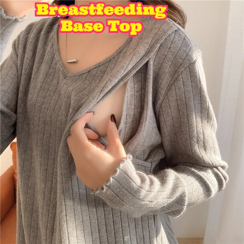 haut-de-maternite-a-col-en-v-en-coton-a-manches-longues-pour-l'allaitement-post-partum-sous-vetement-decontracte-doux-pour-le-printemps-et-l'automne
