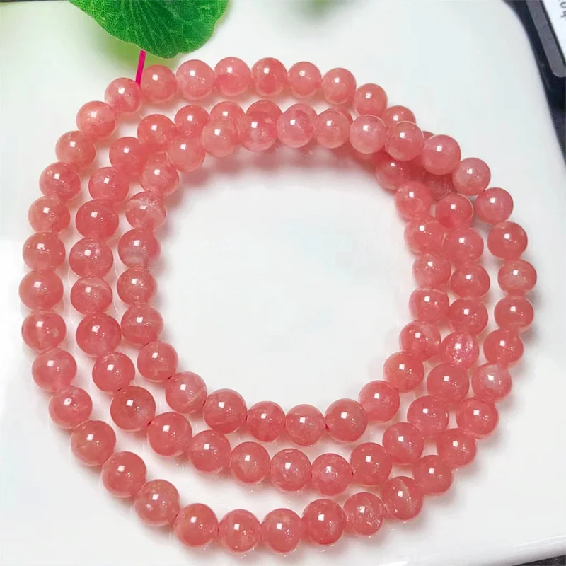 

Natural Red Laca Agate Triple Circle Bracelet Healing Women Fashion Reiki Crystal Fengshui Jewelry Birthday Gift 6MM 1pcs