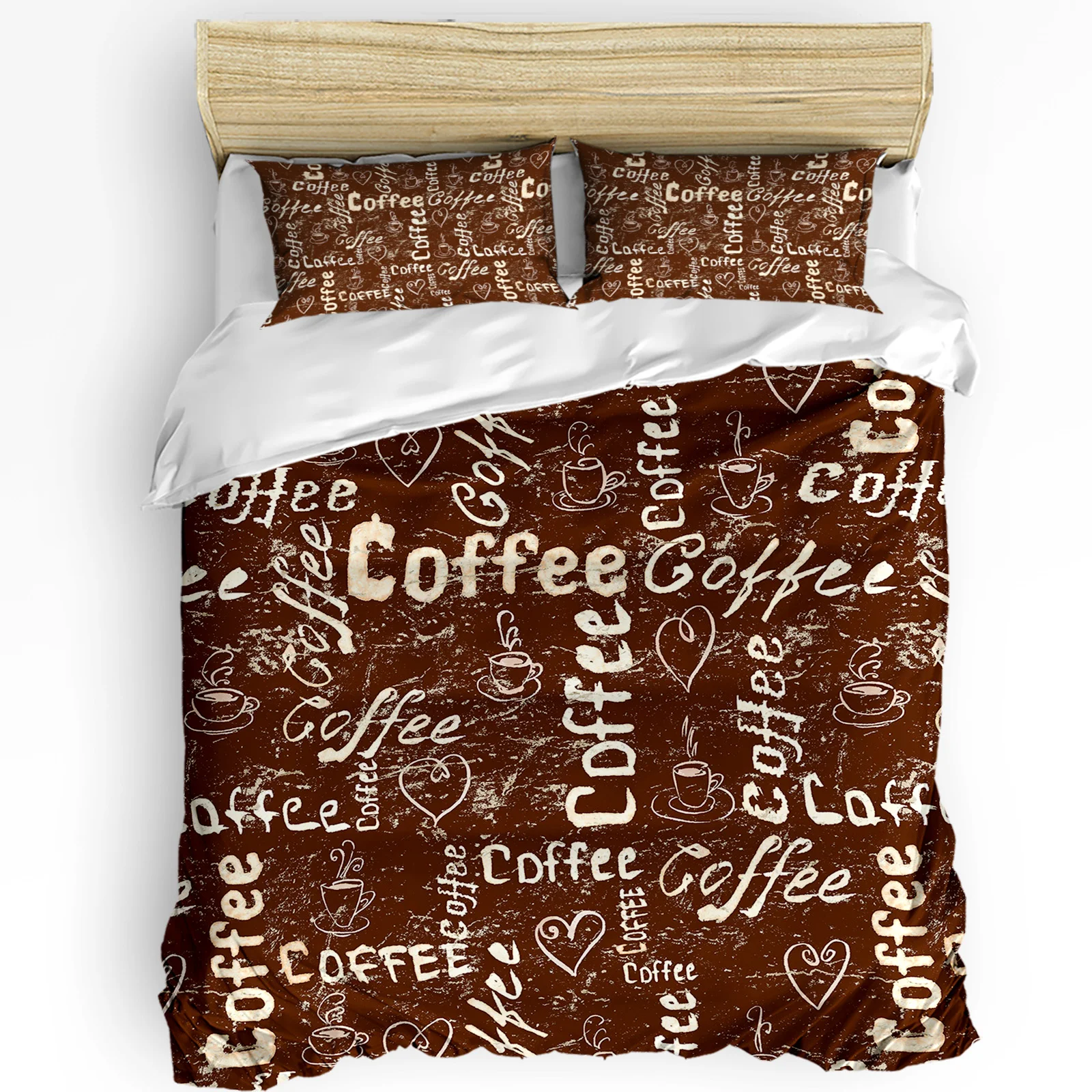 

Retro Style Farmhouse Coffee Duvet Cover with Pillow Case Custom Comforter 3pcs Bedding Set Quilt Cover Double Bed Home Textile