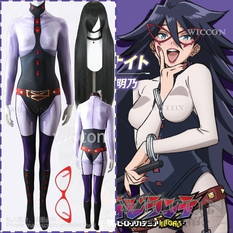 

Anime My Academia Cosplay Midnight Costume Sexy Jumpsuit Y2K Punk Bodysuit Jirai Kei Girls Red Glasses Halloween Cos Customized