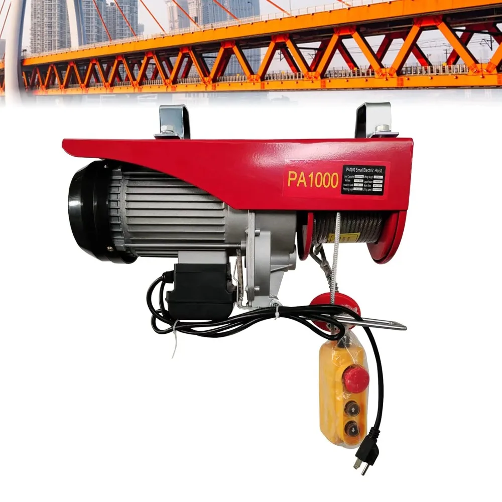 

Electric Hoist Winch Portable, 110V 2200LBS Electric Winch with Handle Remote Control and Overload Protection Use for Factories,