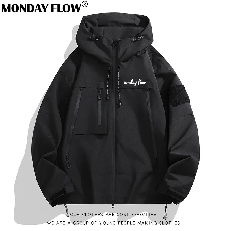 Monday Flow 남성용 골프 재킷, 캐쥬얼 패션, 바람막이 스탠드 칼라, 지퍼 코트, 편안한 단색, 남성 골프 상의, 2024 신상