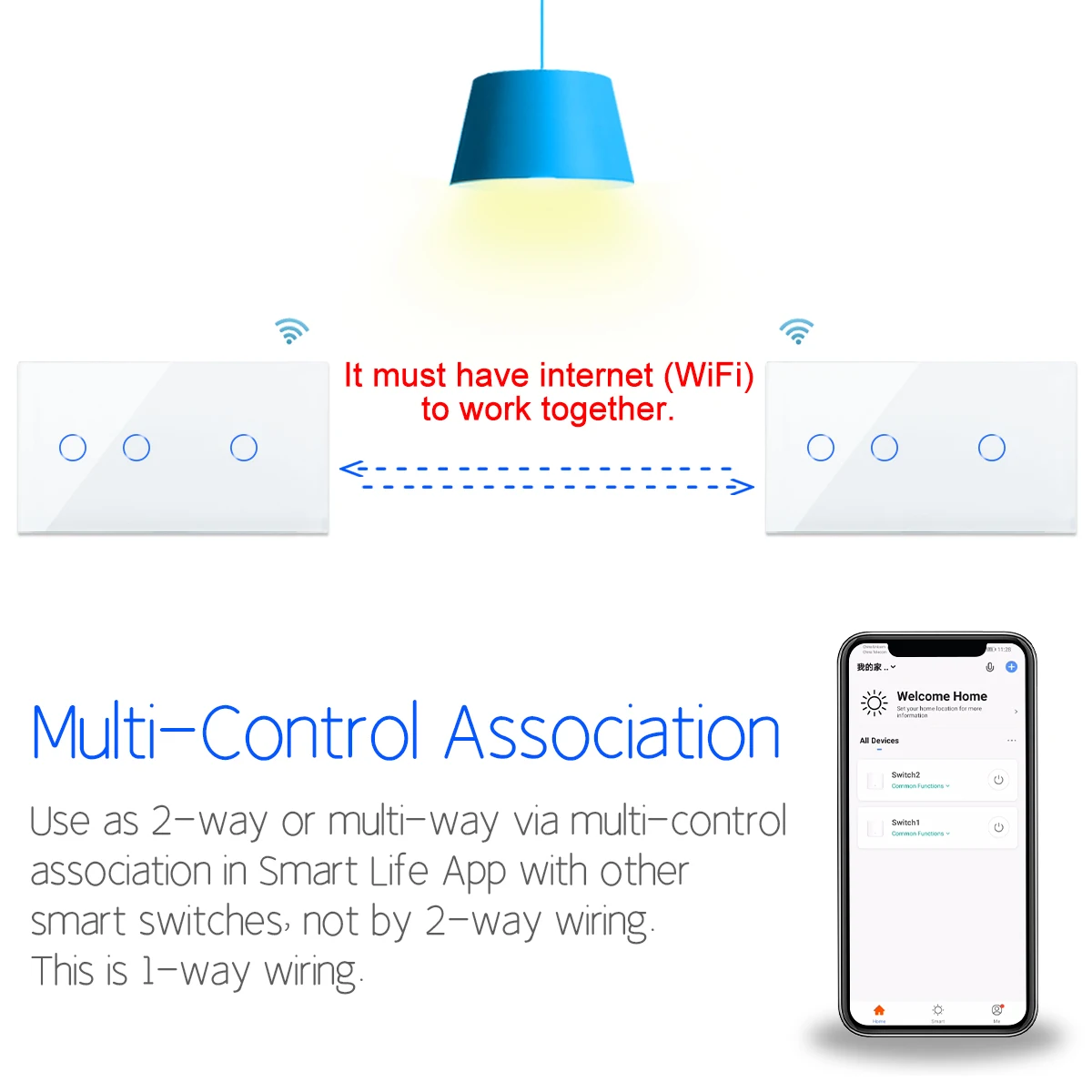 Imagem -05 - Bingoelec Inteligente Toque Interruptor Wifi Interruptor de Luz Parede Tuya App Alexa Interruptor sem Fio Neutro Gang Gang Gang Gang 6gang Way 3way Caminho