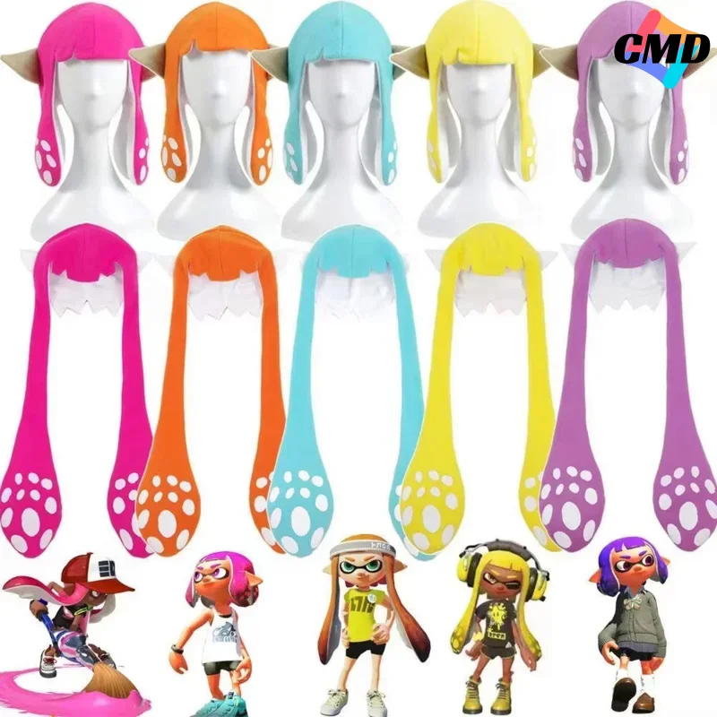 Cos Game Slatoon 2 Inkling Squid Cosplay Chapeau, Cagoule d'hiver mignonne, ixd'Halloween, Costumes de casquette pour adultes et enfants, Accessoires, Cadeau Pro