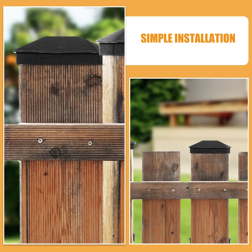 12pçs tampas de poste de cerca de plástico preto à prova d'água, tampa superior de poste de madeira durável para deck de cerca, tampa de poste de gabinete