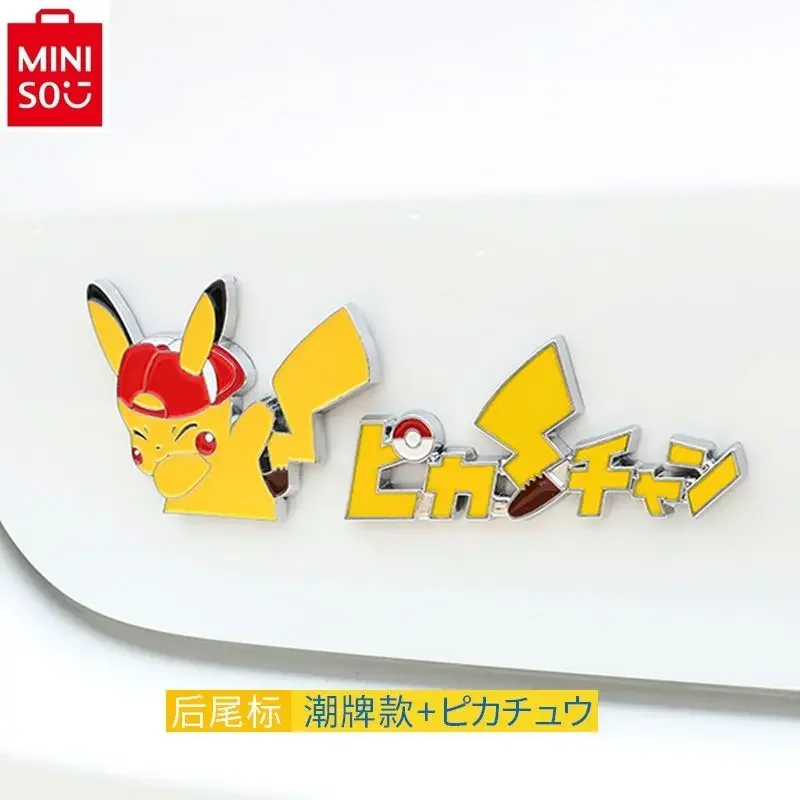 MINISO-Autocollants universels en métal pour voiture, revêtement anti-rayures, dessin animé mignon, corps créatif Pikachu, accessoires de haute qualité