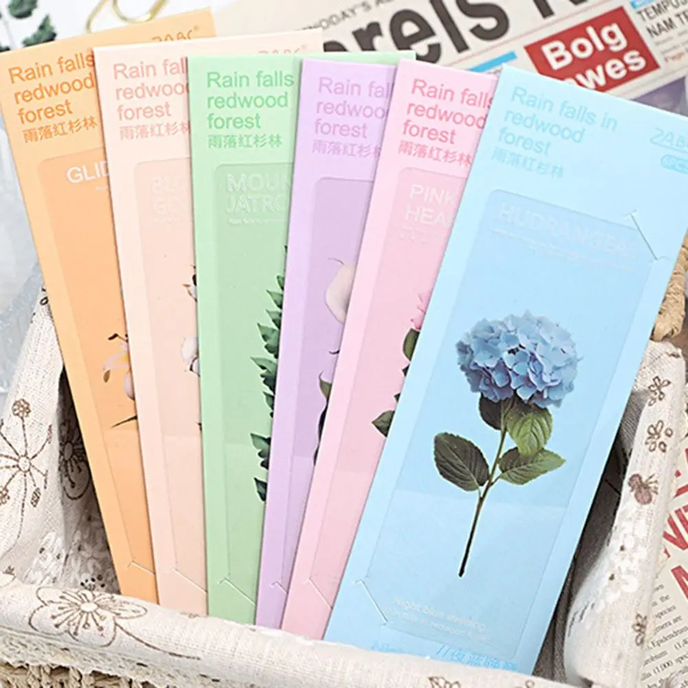 

6 pcs/pack Cute Flower Series Bookmarks Originality Transparent Pet Flower Leaves Bookmarks Natural Plants Retro Page Marker
