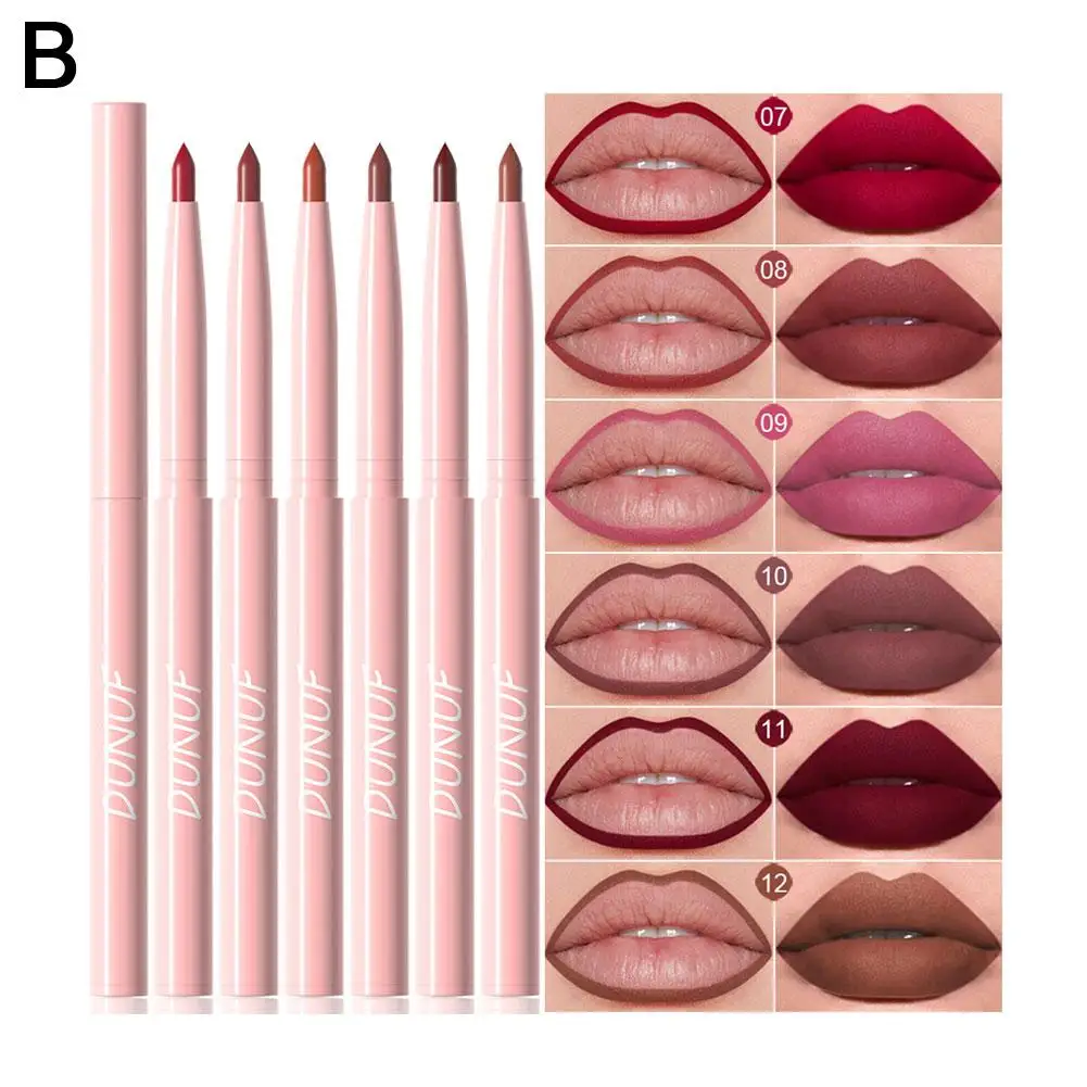 6 Color Velvet Matte Lipliner Pencil Set Lipstick Pen Liner Waterproof Red Non-stick Brown Lip Pen Cup Rose Makeup Tint Lip U1C0