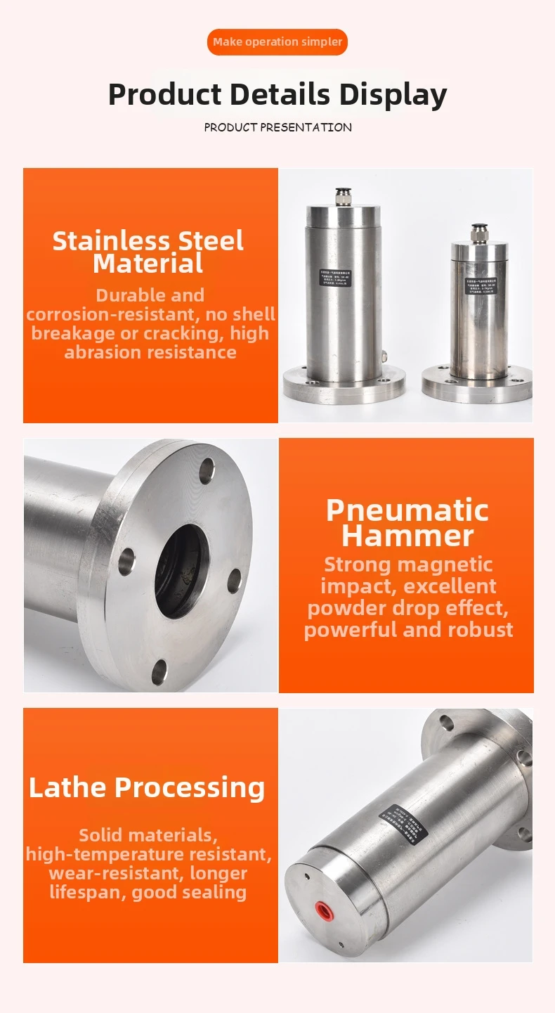 Durable Pneumatic Vibrator Hammer SS/30/40/60/80 Stainless Steel Air Knocker with Mount Base for Silo Blockage