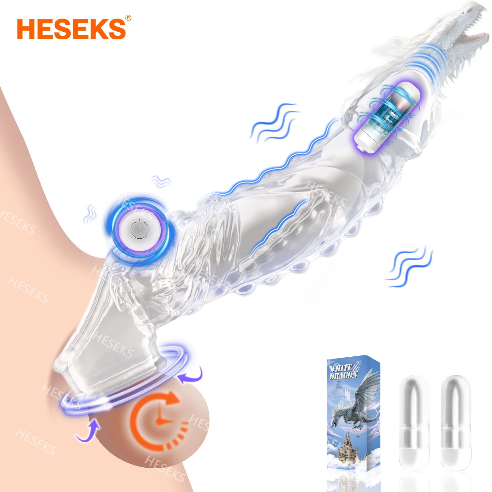 HESEKS Reusable Penis Extend Sleeve with Vibrator Dick Enlarger Dildo Enhancer Delay Ejaculation Cock Rings Sex Toys for Men 18+