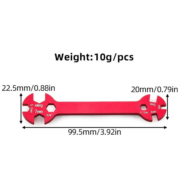 3/4/4.5/5/5.5/7/8mm Metal RC Multifunction Turnbuckle Repair Wrench #7075 for Turnbuckle & Nut Spanner Tool Upgrade Parts