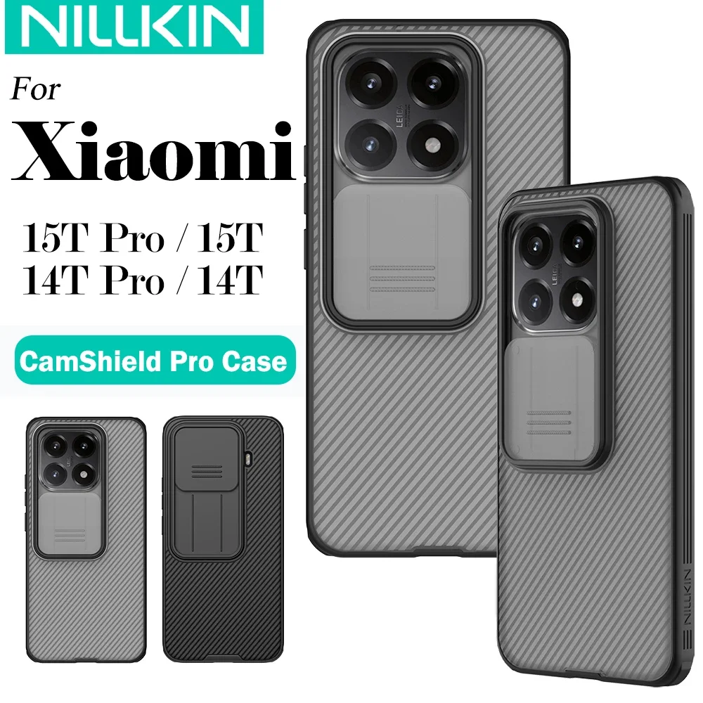 Funda Protectora Nillkin CamShield Pro para Xiaomi 15T Pro 14T Pro Mi 15T, Cubierta Deslizante para Cámara, Antihuellas, Antigolpes