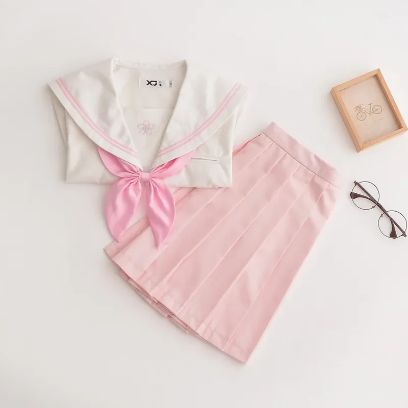 Sakura School Dress Lolita Summer Pink skirt JK Japanese School Uniforms Top Skirt Tie Teen Girls Anime Cosplay Sailor Suits