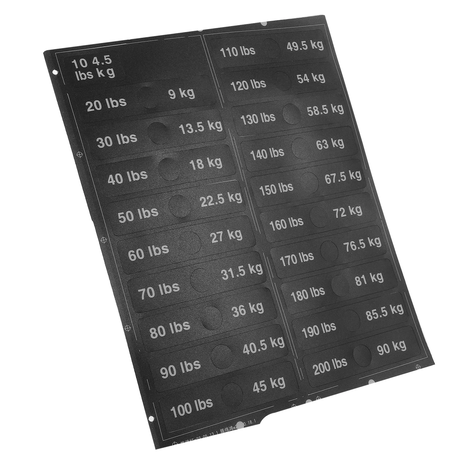 

1 Sheet Weight Sticker Labels for Gym Equipment 5kg to 100kg Fitness Weight Stack Tags Numbered 20mm Stickers Sheets
