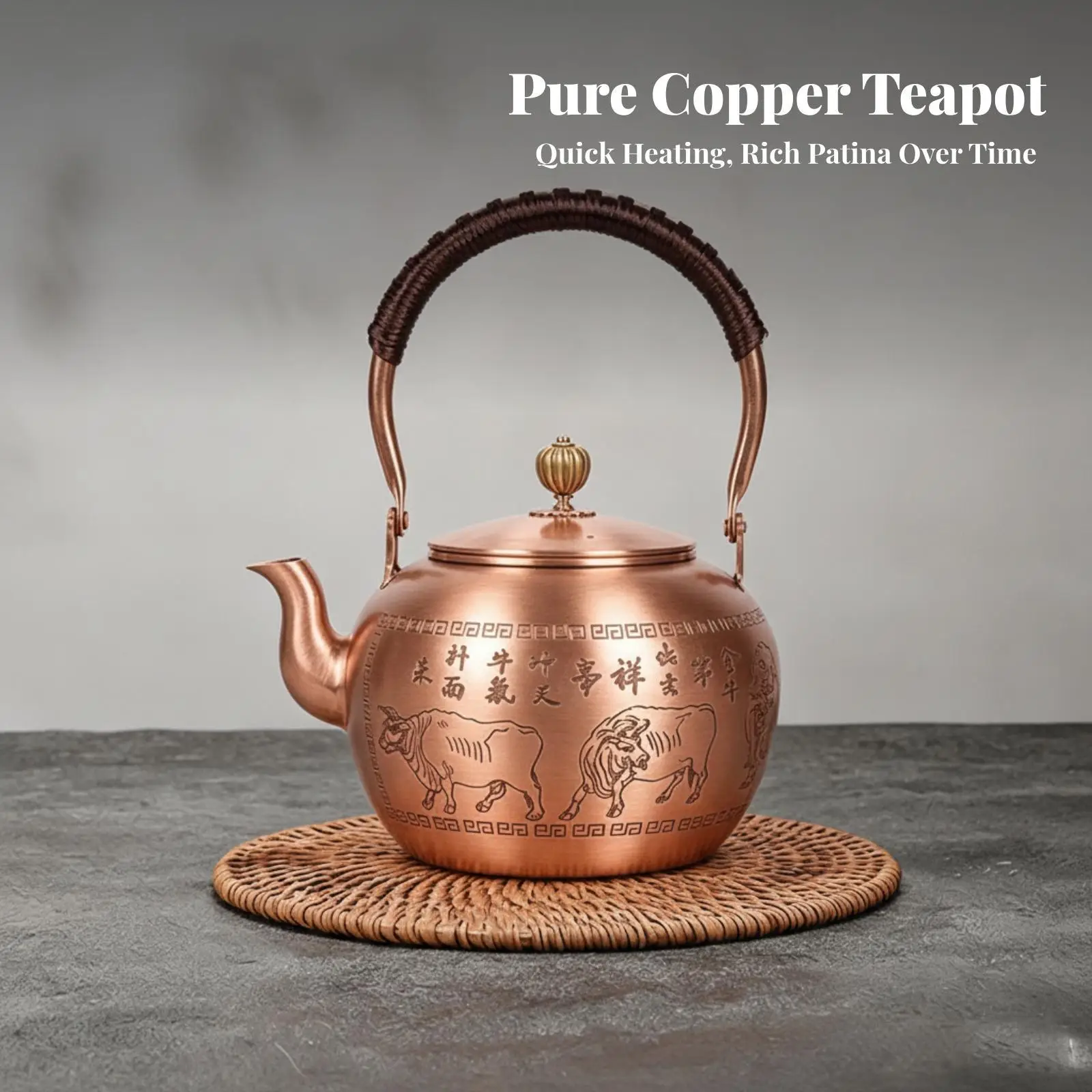 Hammered Copper Teakettle Authentic Purple Copper Pot with Arch Handle Precision Pour Spout for Loose Leaf Tea