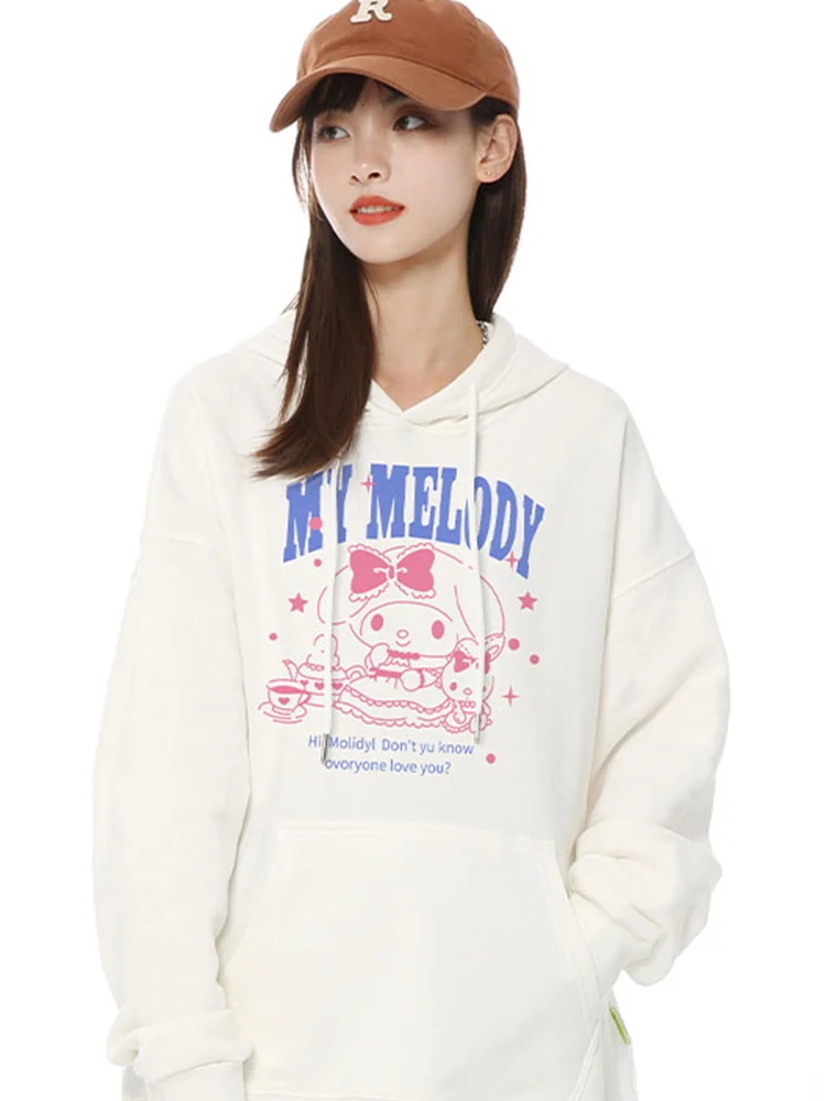 

Melody Hooded Sweatshirt Women's Autumn Sanrio Peripheral Joint Clothing Jacket Gothic Winter Clothes Women