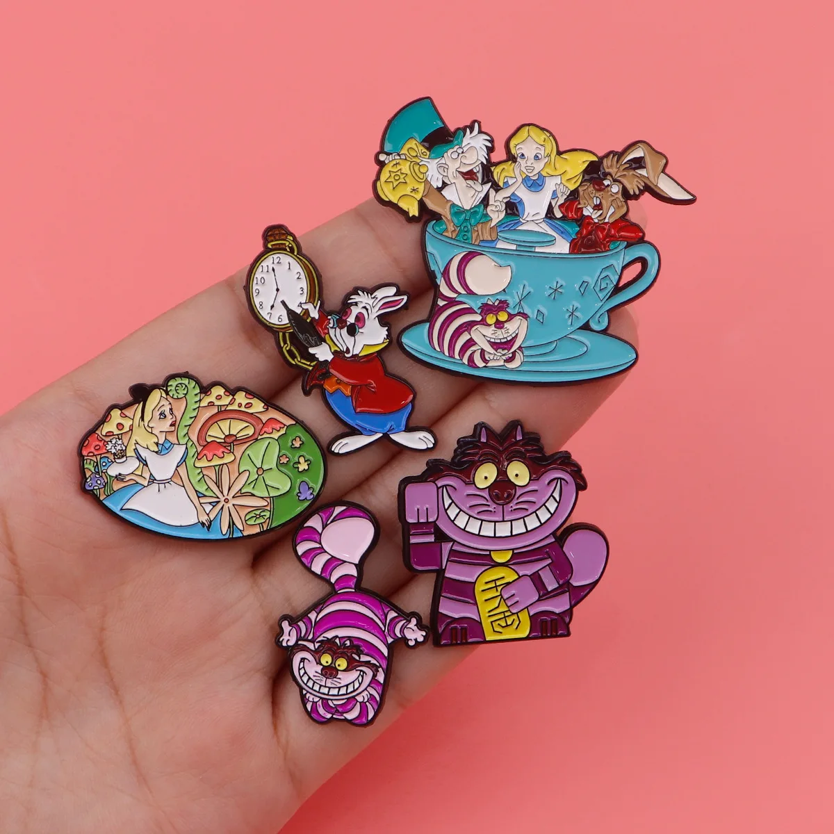 Disney Toys Cartoon Brooch Anime Alice in Wonderland Enamel Brooch Enamel Pins Colorful Badges for Backpack Clothing Accessories