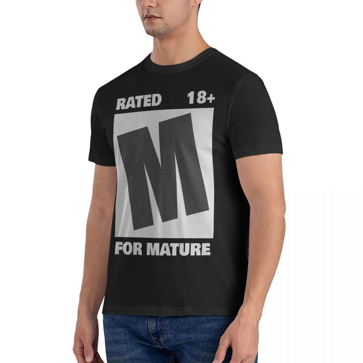 Rated M For Mature T Shirt for Men 100% Cotton Funny T-Shirts Round Neck Parental Advisory Explicit Content Tees Short Sleeve