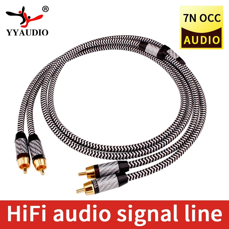 

YYAUDIO 1 pair Silver Plated RCA Audio Cable 2 RCA to 2 RCA Interconnect Cable HIFI Stereo 7N OCC Male to Male For Amplifier DAC