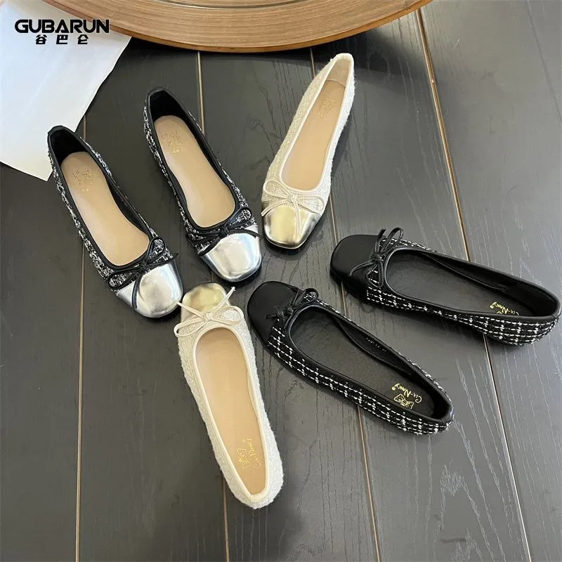 Bow Round Head Black Bean Shoes 2024 Summer Outdoor Dance Shoes Flat Shoes Women Zapatos De Mujer  Mary Jane