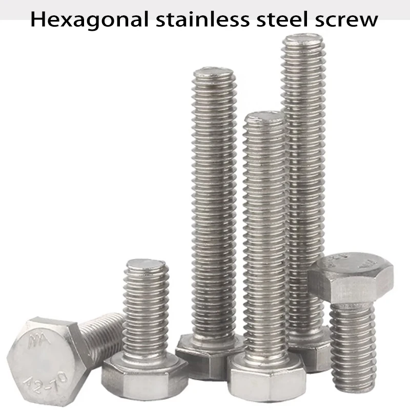 1/2/5/10/20pcs M3 M4 M5 M6 M8 M10 M12 DIN933 316 Stainless Steel Hexagon Head Bolt Full Thread External Hex Hexagon Head Screws