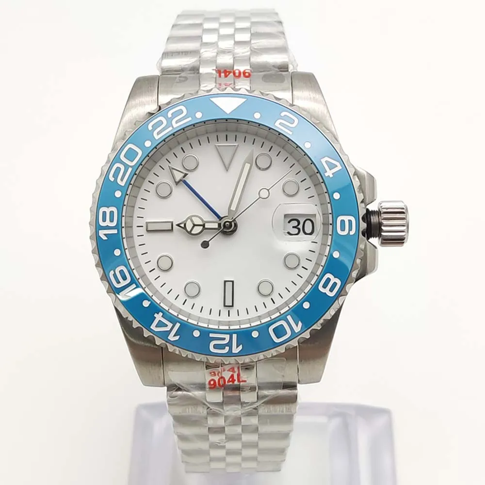 Parnsrpe 2026 Nouvelle Montre MingZhu GMT-Master II 3804 Style GMT de Luxe Cadran Blanc Lunette Bleue Saphir Acier 316L Date