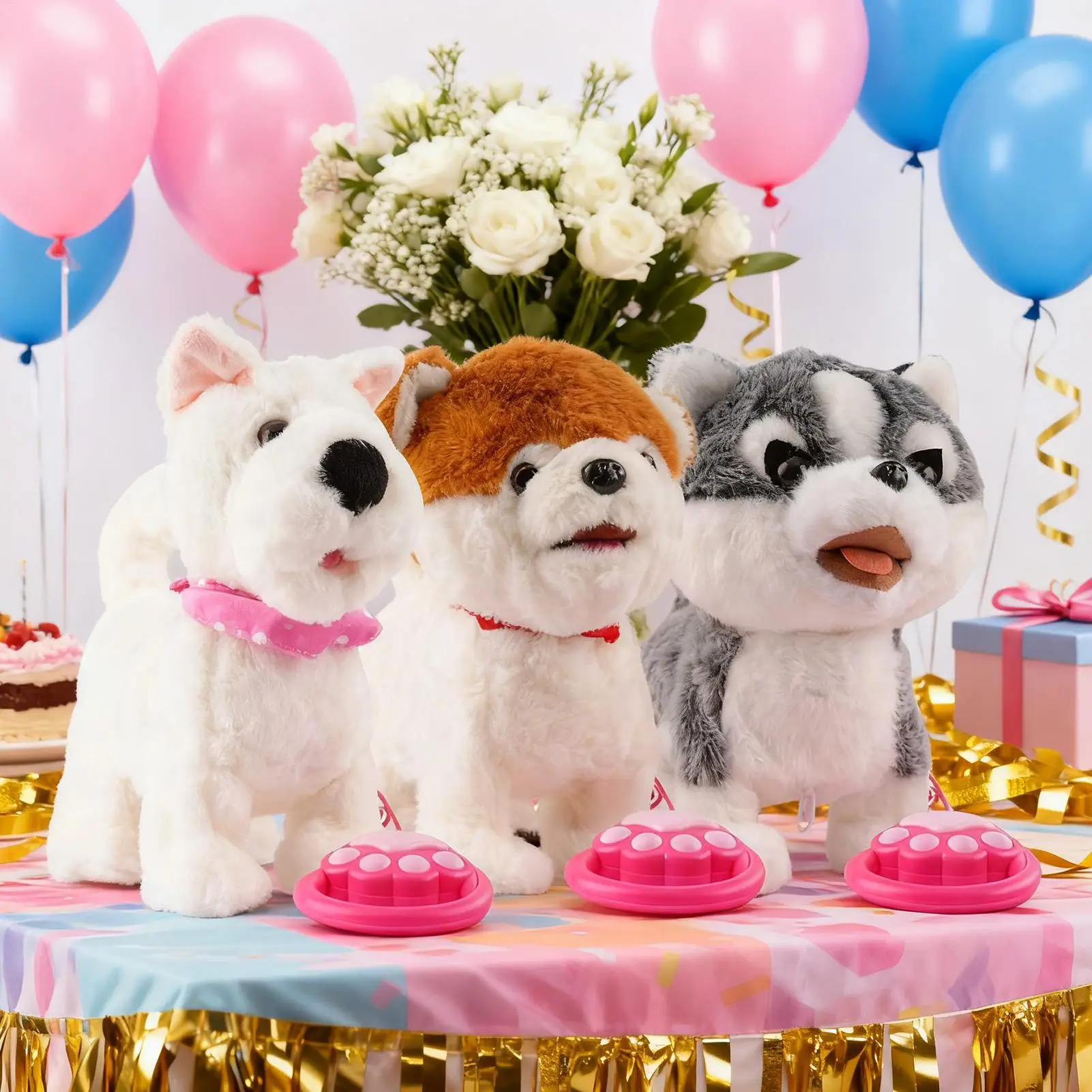 Perro Robot de peluche realista, juguete inteligente suave con detección táctil, perro Robot Ai con sonidos, imitador para niños, niñas, cumpleaños, Navidad
