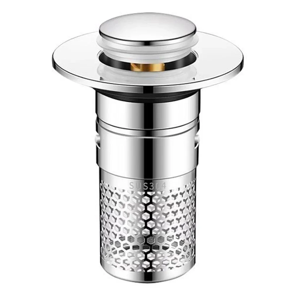 Filtration Drain Stopper Push-Button Drain Seal Effortless Operation Fine Mesh Filter Leak-Proof Design For Standard Basins