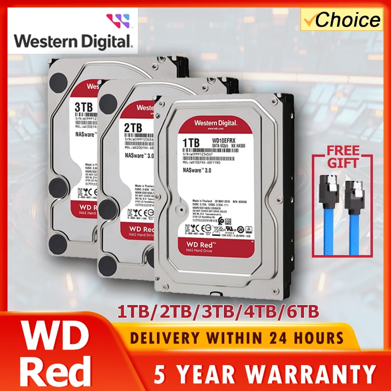 

Western Digital WD 4TB 2TB 3TB Red NAS Hard Disk Drive 3.5" 6TB Internal Hard Drive 5400RPM SATA 6Gb/s 64MB Cache For Desktop