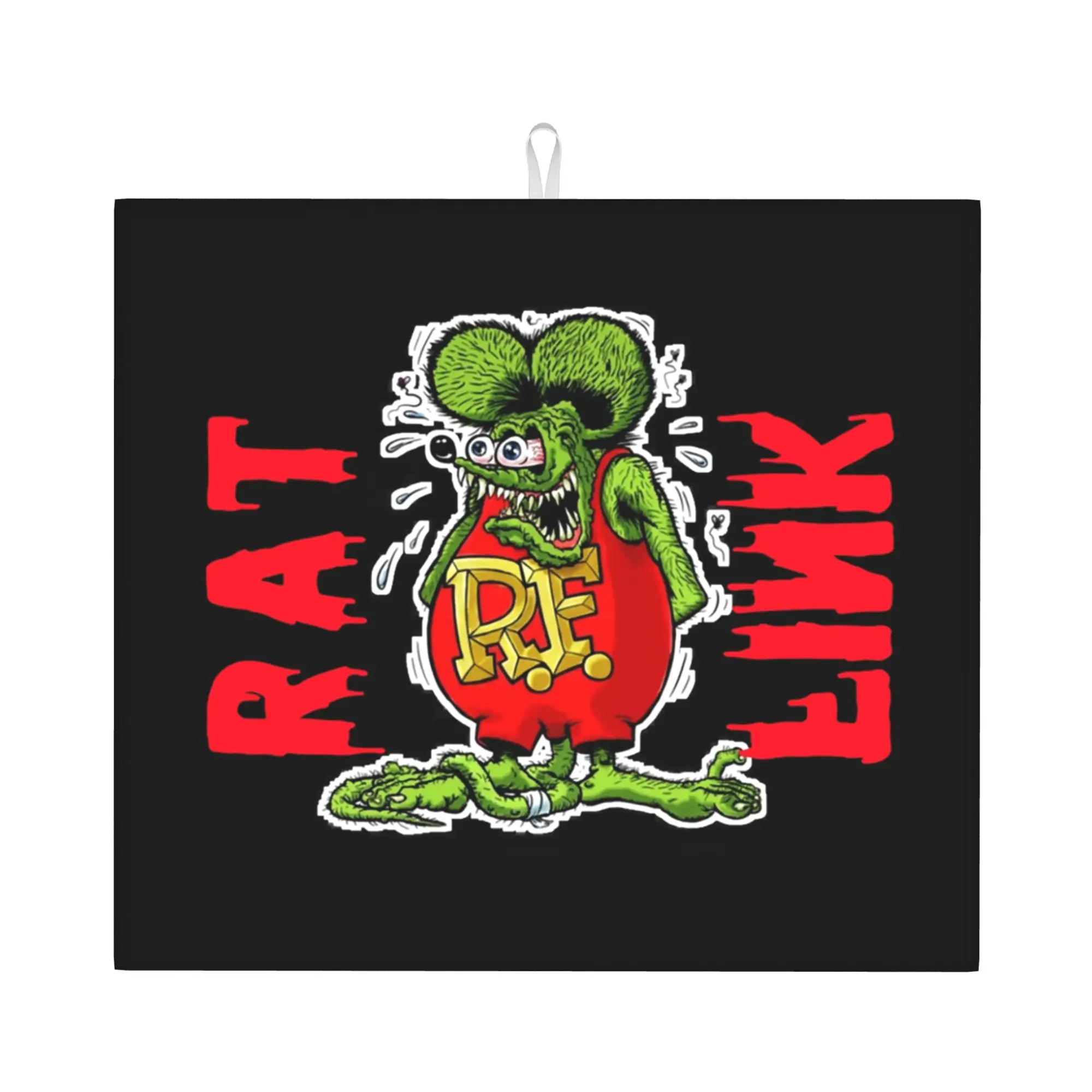 Rat Fink Non Slip Kitchen Counter Protector Mat Barware Tableware Reusable Comic Cartoon Bathroom Drying Mat For Kitchen