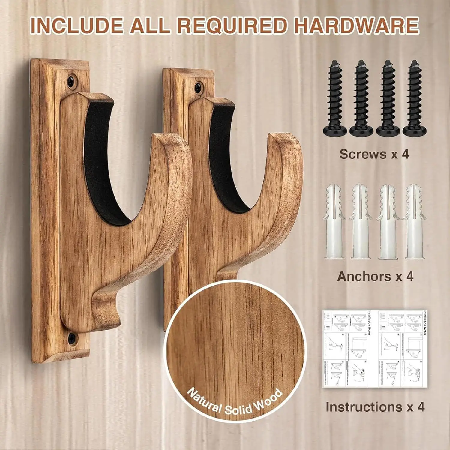 Solid Wood Wall Mounted Gun Rack Wooden Home Hunting Rifle Storage Organizer Toy Display Shelf