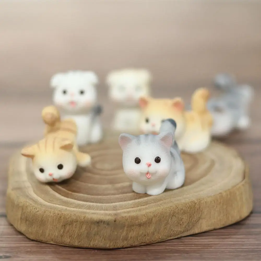 

Mini Cute Cartoon Cat Miniatures Smalll Naughty Kitten Figurines Simple Delicate Micro Landscape DIY Pet Ornaments